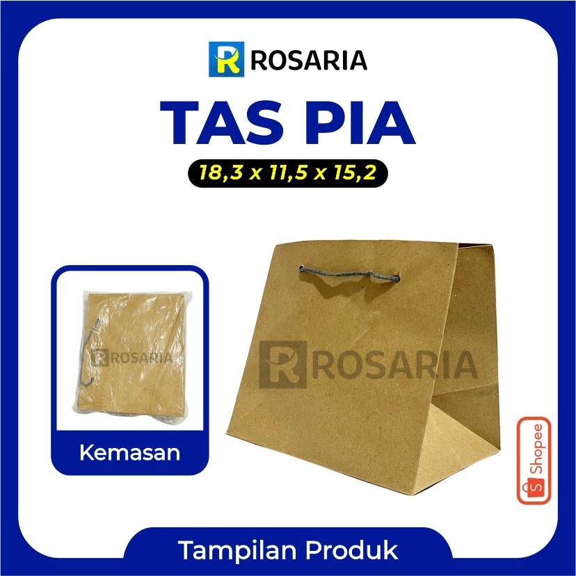 

TAS KERTAS PIA 18,3x11,5x15,2 COKLAT Merk AREMA PaperBag Polos Kraft Souvenir Hajatan Kado Hampers Lusinan