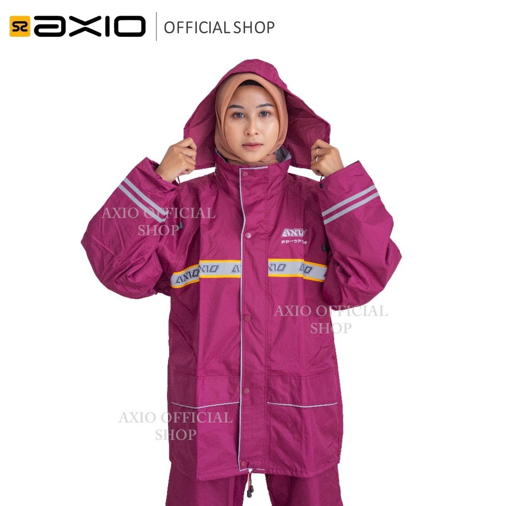 Jas Mantel Hujan Axio Pria Wanita Original Warna Pink Tosca