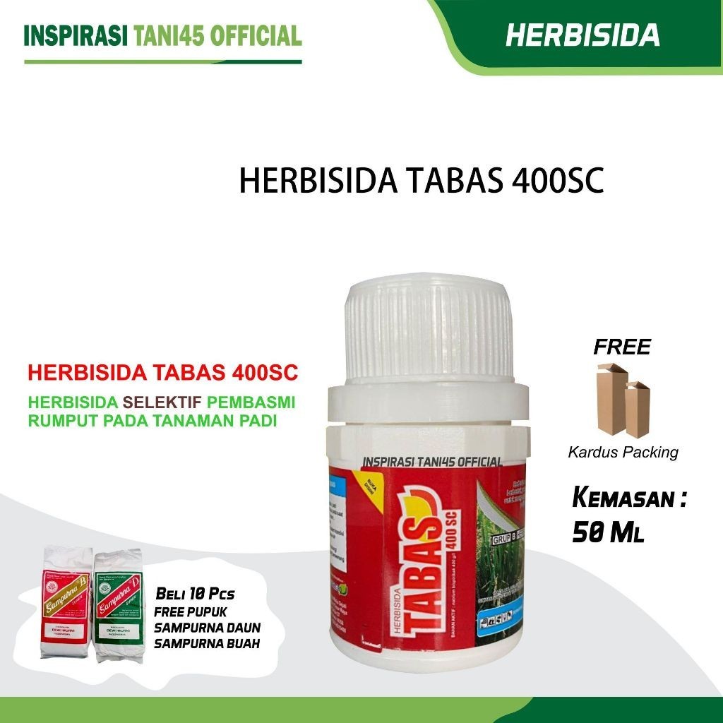 Tabas 400Sc Herbisida Kemasan 50 ml/Obat Pengendali Gulma Padi/Herbisida Tabas 400SC Obat Rumput Pad