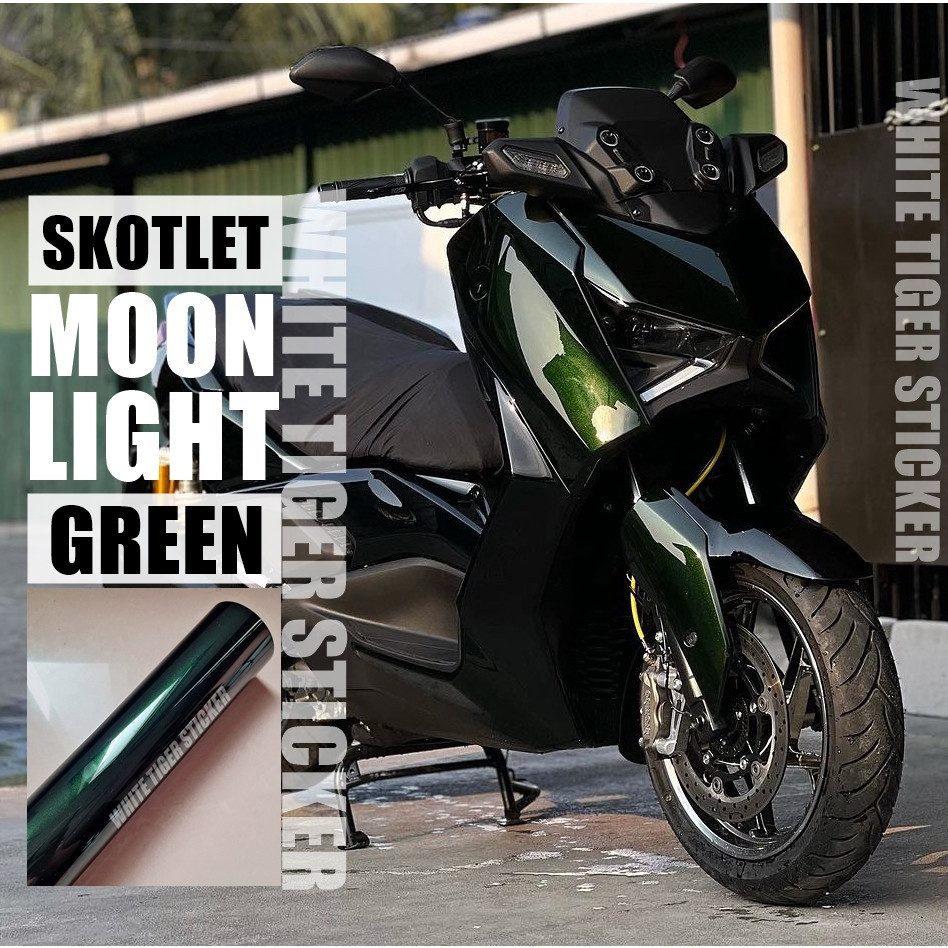 SKOTLET STIKER MOTOR HITAM LEMBAYUNG HIJAU MOONLIGHT GREEN PREMIUM SCOTLITE MOONLIGHT GREEN SKOTLET 