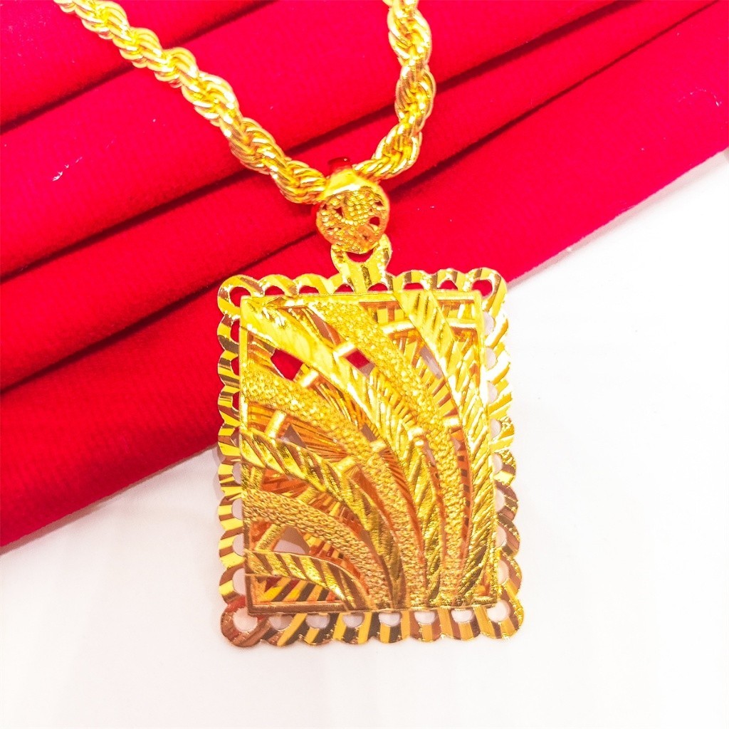 Dubai Kalung+Liontin titanium Lapis Emas 24k gold Wanita xuping anti karat tidak mudah luntur mirip 