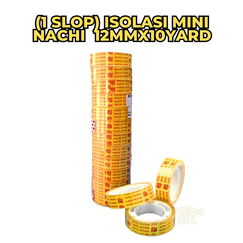 

(12 Pcs) Isolasi Min Nachi Tipisi/ Selotip Tape Bening Nachi 12mmx10yard Tipis