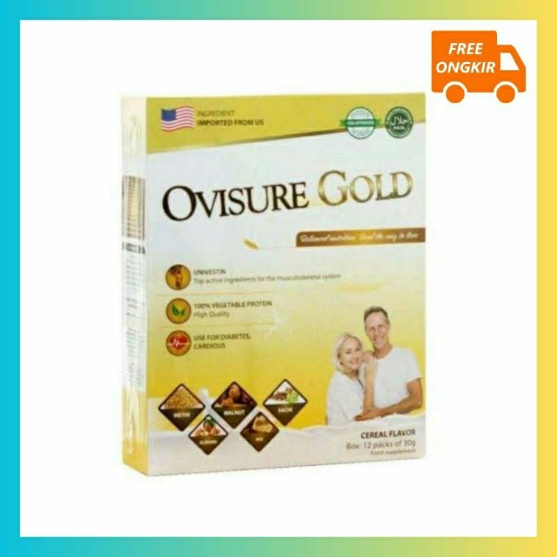 

( 1 BOX ) Ovisure Gold Plus Susu Bubuk Vitamin Tulang & Sendi Atasi Osteoporosis Pengapuran Tulang & Sendi Syaraf Kejepit Asli Original 1 Box 12 Sachet