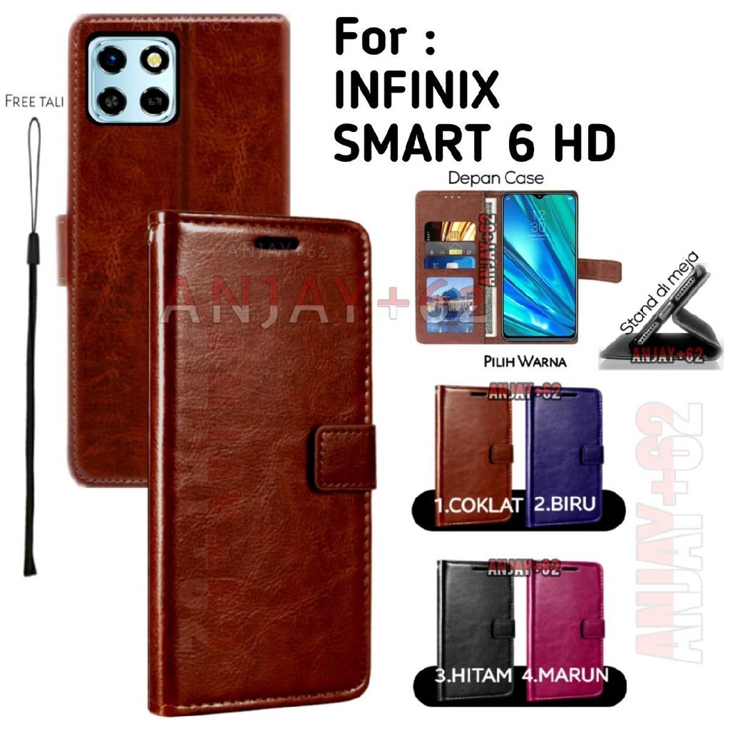 Flip cover case untuk INFINIX SMART 6 HD casing dompet kulit standing untuk smartphone