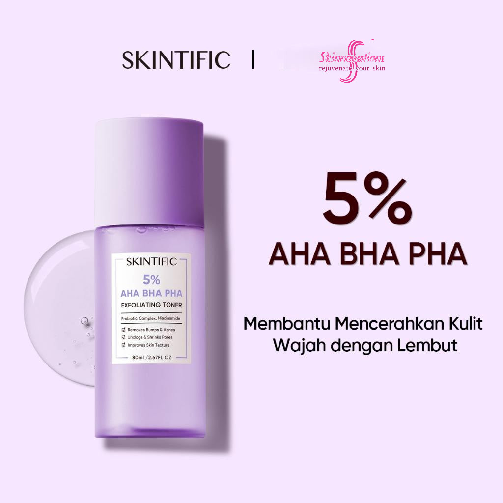 SKINTIFIC 5% Aha Bha Pha Exfoliating Toner Gentle Exfoliator Peeling Exfoliating 80ml (Toner Eksfoli