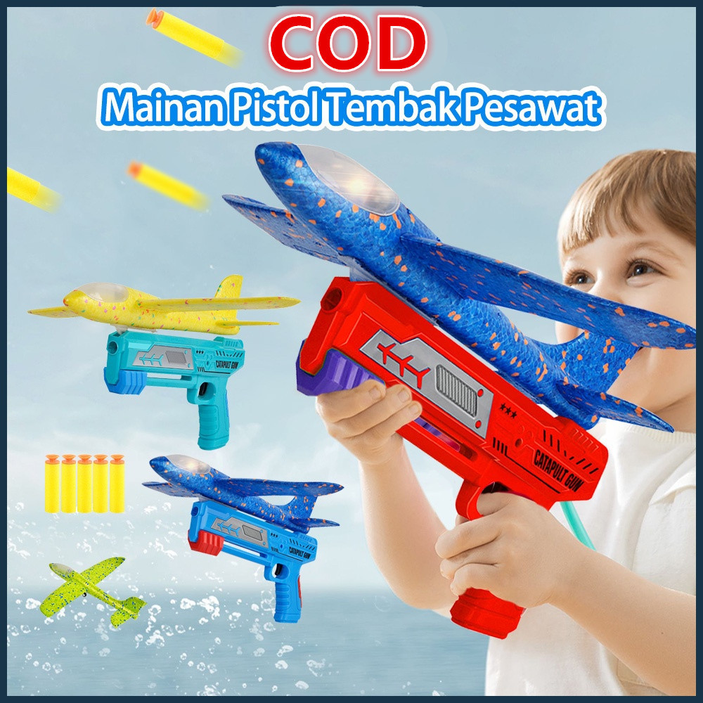 Duffy Toys Pistol Pesawat Terbang Angin Foam / Mainan Anak / Pesawat Terbang Berlampu / Mainan Kreat