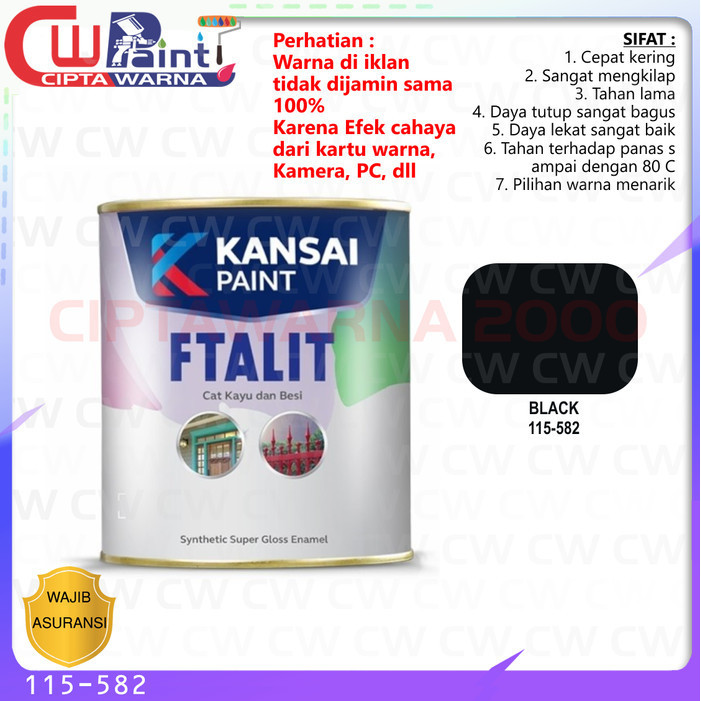 Kansai Cat Minyak Besi Kayu Ftalit KF - 582 Hitam Black 1kg 5kg - CWK