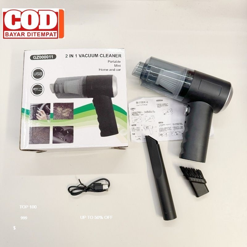 Vacum Cleaner Portable Mini 2in1 Vacuum Cleaner Penyedot Debu Mobil Recharger Baterai
