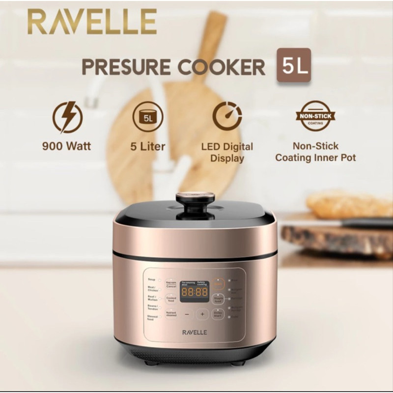 Ravelle Pressure Cooker 5L Low Watt, Panci Presto Listrik