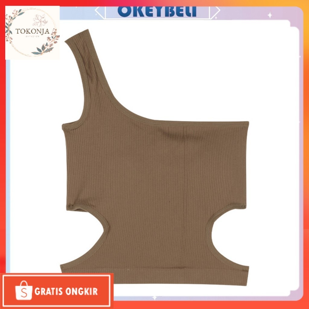 Atasan Kekinian / •OKEY BELI• BR627 Bra Tanktop Satu Shoulder Wanita Crop Kamisol Korean