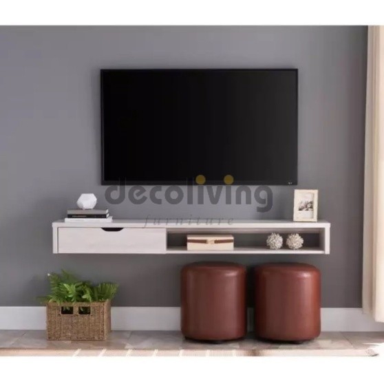 Rak TV Gantung Minimalis Modern  Panjang 150 Cm Lebar 30 Cm Tinggi 20 Cm Maks Ukuran TV 65" Sudah Di