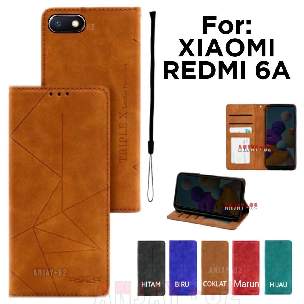 Case Untuk Xiaomi REDMI 6A Flip Cover Magnet Dompet Kulit Standing Premium Casing