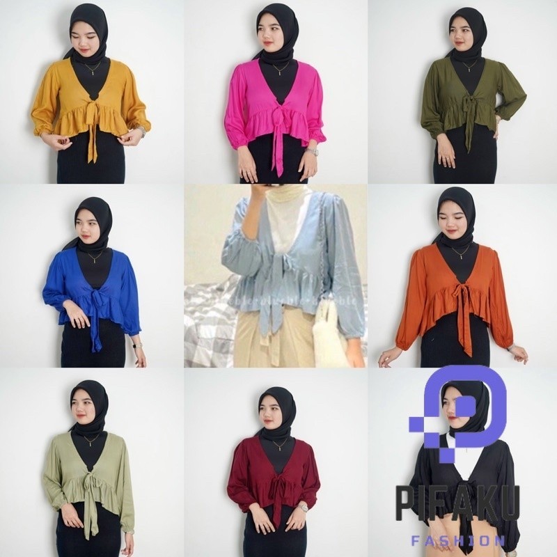 PIFAKU - Maxie Top Wanita Lengan Panjang Katun Twistcone / Tasya Top / Aurel Maxi Lengan Panjang / P