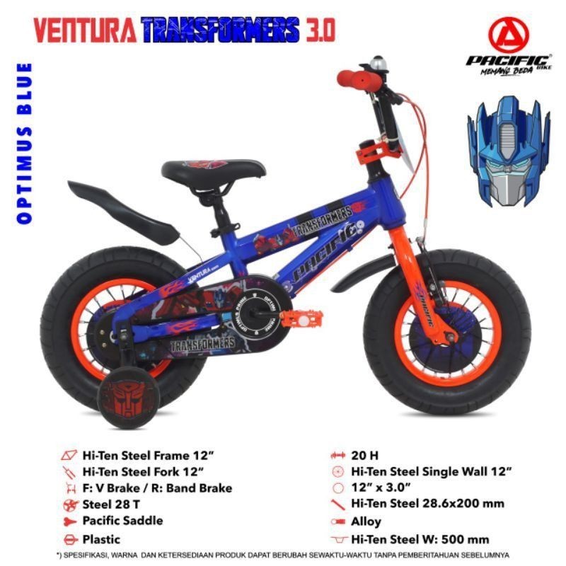 SEPEDA ANAK BMX 12 / 16 / 18 INCH PACIFIC VENTURA 3.0 TRANSFORMERS BAN JUMBO