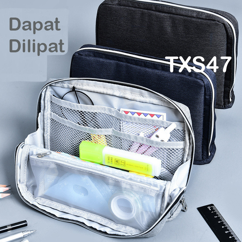 

TXS47 Pen Pencil Case Kotak Pensil Kanvas Lipat JUMBO Foldable TKM