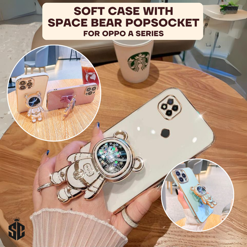 Soft Silicone TPU Case Space Bear Casing for Oppo A16 / A17 / A38 / A54 / A55 / A57 5G / A58 5G Spac