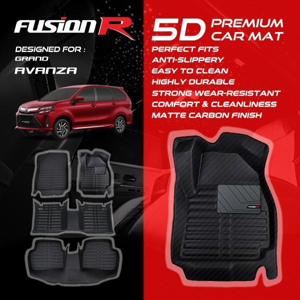 Fusion R Karpet Mobil 5D Avanza Xenia Lama Premium Car Carpet Carbon - 5D SET