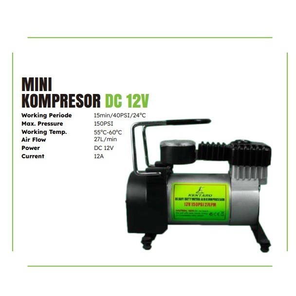 MINI AIR COMPRESSOR KENTARO / MINI KOMPRESSOR ANGIN AKI MOBIL DC
