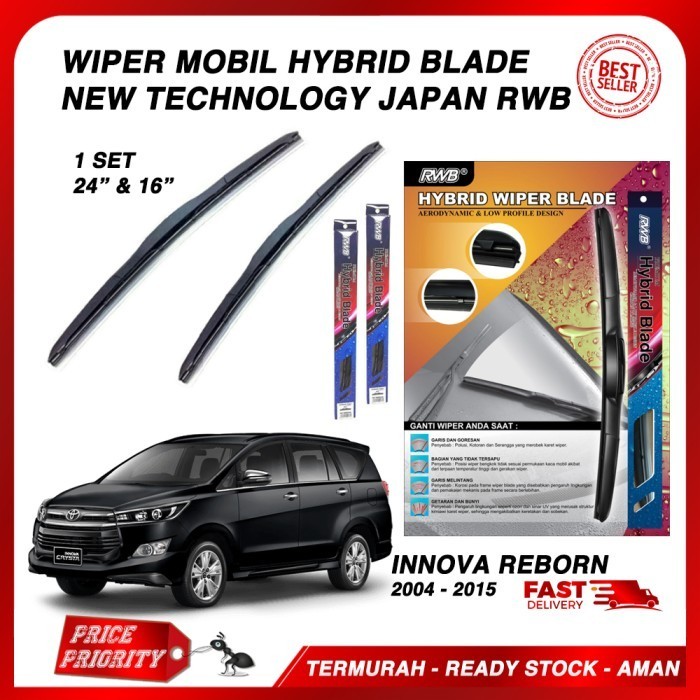 Wiper Mobil Innova Reborn Karet Wiper Zenix Frameless Hybrid Blade RWB - Innova-Reborn