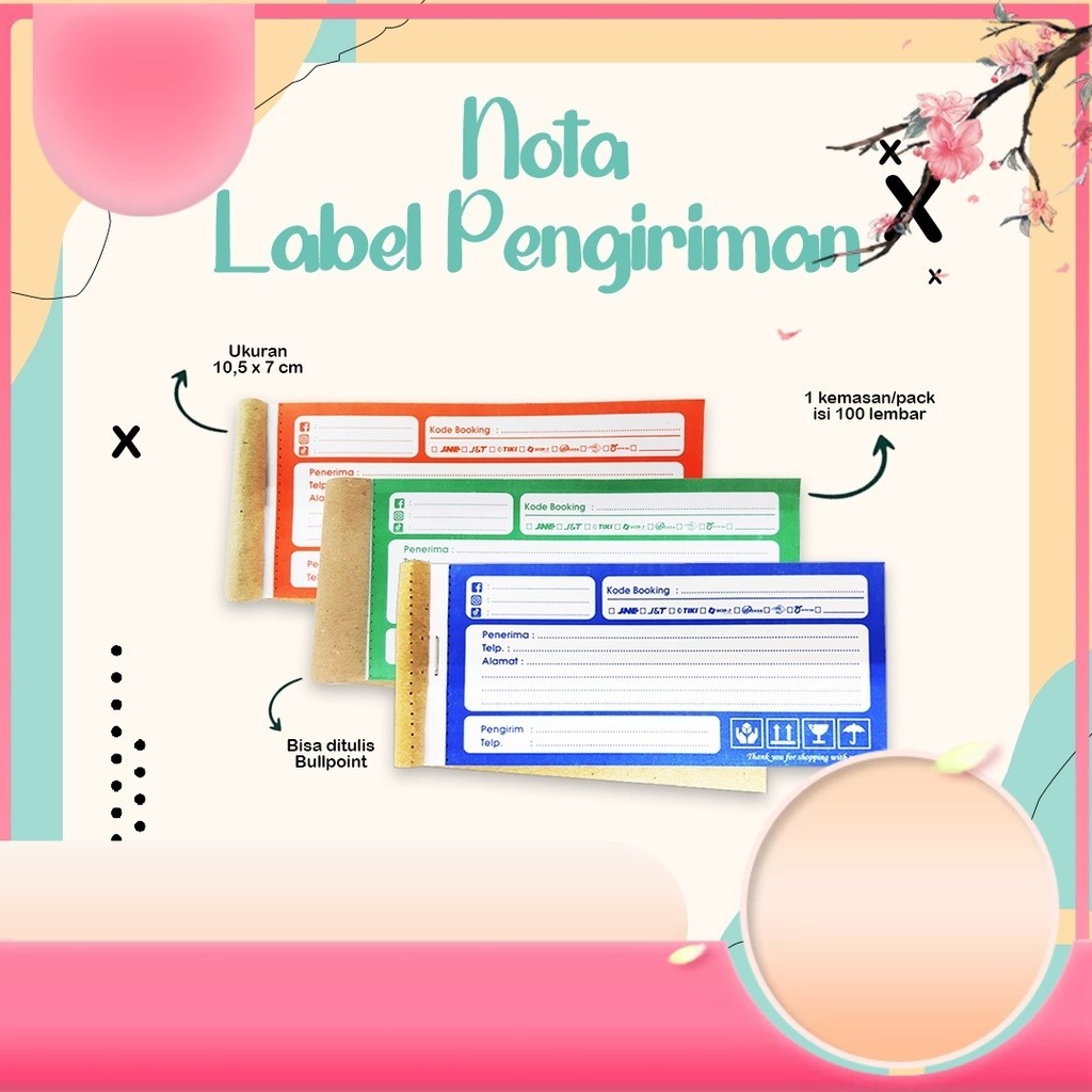 

Promo Nota label pengiriman Olshop 100 Lembar / label alamat / Resi pengiriman / Nota pembelian 1 rangkap