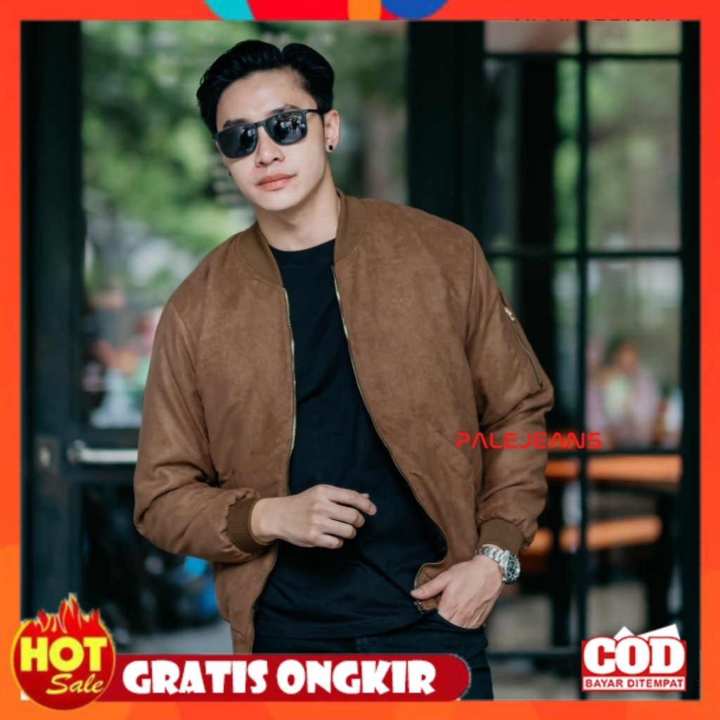 BAHAN ADEM HALUS LEMBUT TEBAL / PaleJeansStudio Jaket Bomber Suede Tokyo Zipper Pria / Bomber Jacket