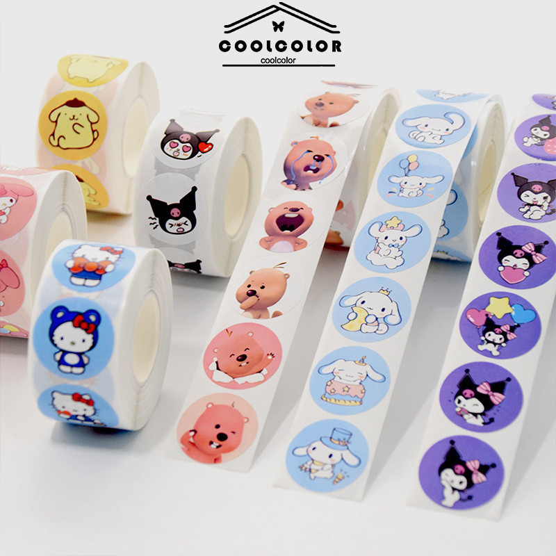 

CODStiker Kartun Sanrio Stiker Penyegel Melodi Kuromi Stiker Bulat Lucu-CL