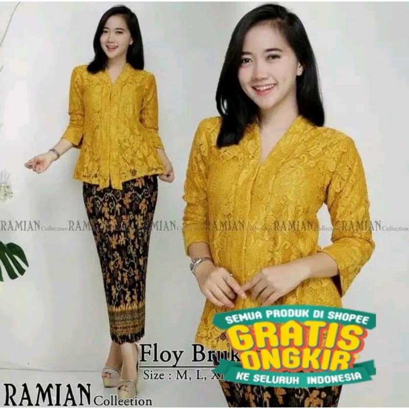 set kebaya brokat kutu baru Floy polos kebaya brokat kutu baru kebaya wisuda kebaya modern / kebaya 