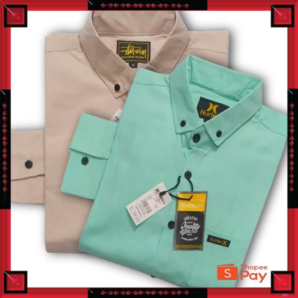 KAIN ADEM LEMBUT HALUS TEBAL / Kemeja Pria Kasual - Kemeja Pria Lengan Panjang Polos Formal Kerja - 