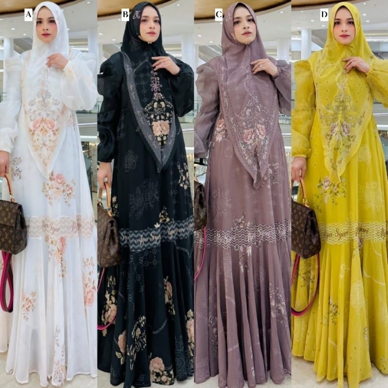 Amora Series Syari Hitam Putih Umroh Haji by Alya  READY RGS