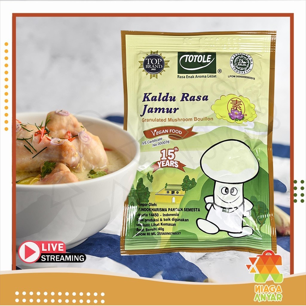 

NA Kaldu Jamur Totole Non MSG 40 gram / Bumbu Penyedap Rasa Jamur Kemasan 40gr