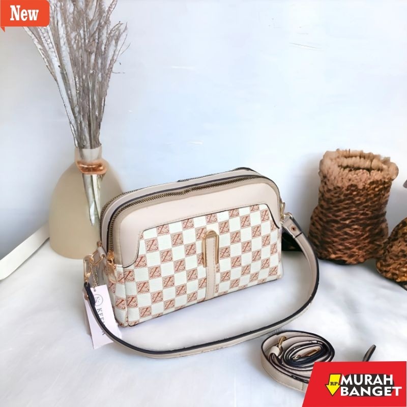 Selempang Wanita Kekinian KEENSA -Tas Selempang Wanita - tas bahu Wanita Oval 2 Ruang Viral Free Tal