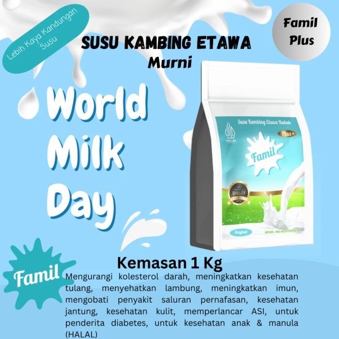 

Susu Kambing Etawa 1kg Famil Memelihara Kesehatan Tubuh/Original Plus