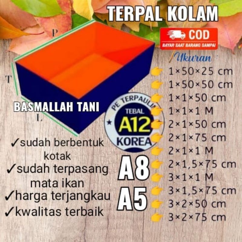 Kolam Terpal Ikan terpal kolam Tipe A5 A8 A12 terpal kotak terpal kolam tebal ORIGINAL