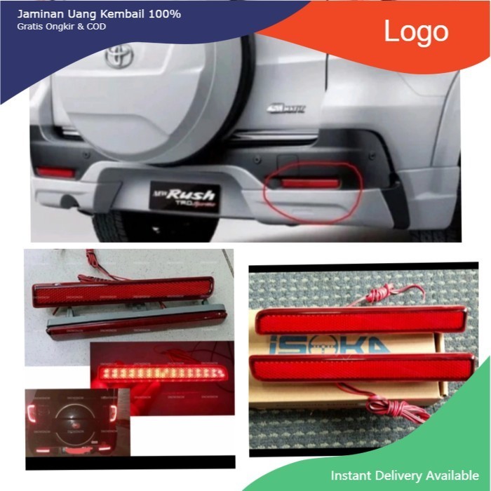 reflektor lampu bemper belakang mobil new rush Terios 2014-2017 Zivaccesoris