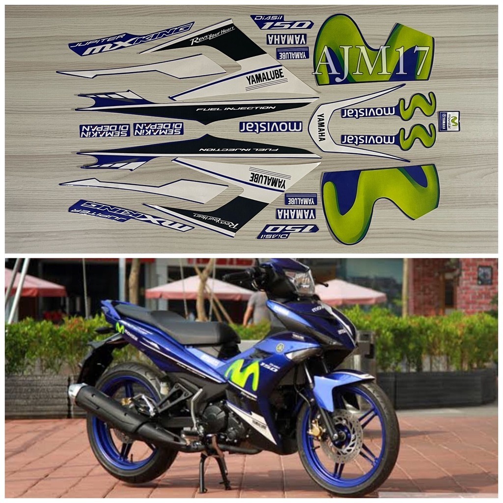 STIKER STRIPING MOTOR MX KING 2016 MOVISTAR BIRU