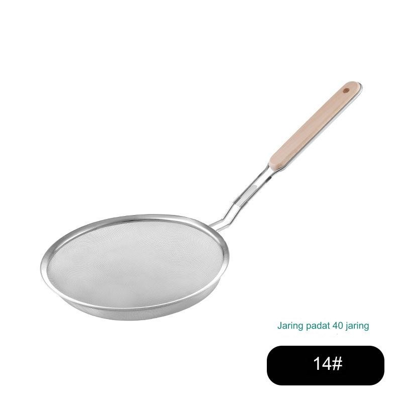 Saringan MPASI Baja Tahan Karat 201 Gagang Kayu Penyaring Halus Makanan