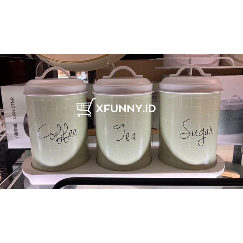 INFORMA CANISTER 3set (TEMPAT GULA, KOPI DAN TEH) TOPLES. TEMPAT BISKUIT.CUTLERY SENDOKGARPU// PRODU