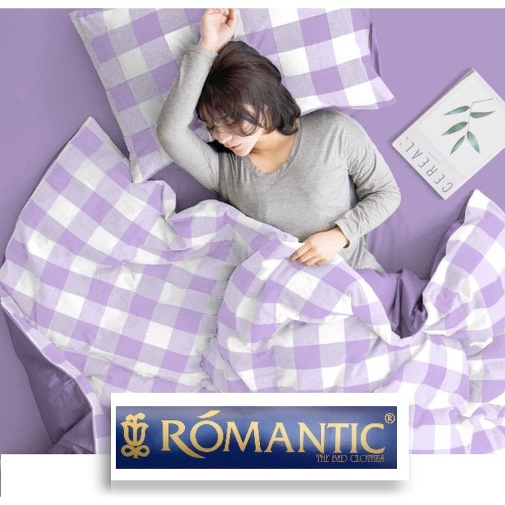 AESTHETIC KOREA Bedcover Sprei Ungu Lilac kotak pastel by ROMANTIC gingham ungu lilac katun jepang l