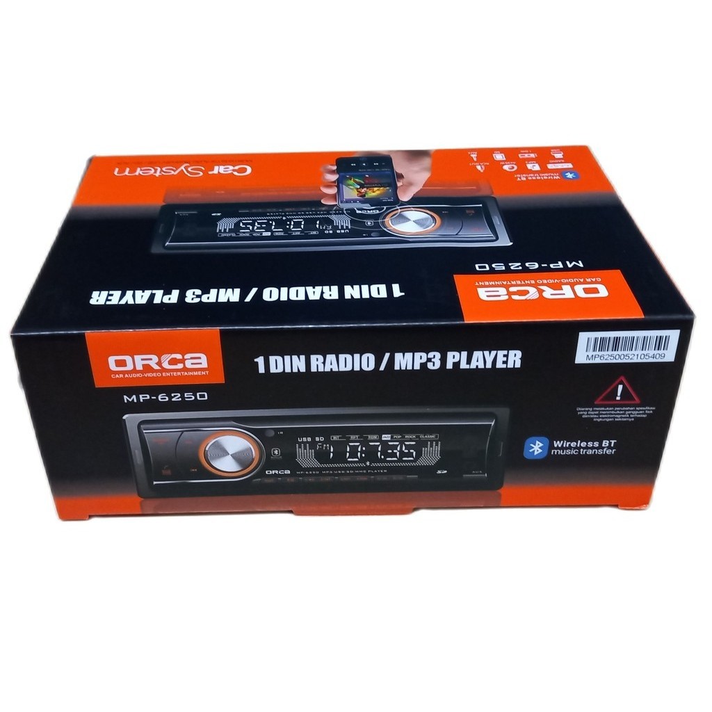 Single Din Orca MP-6250 Bluetooth