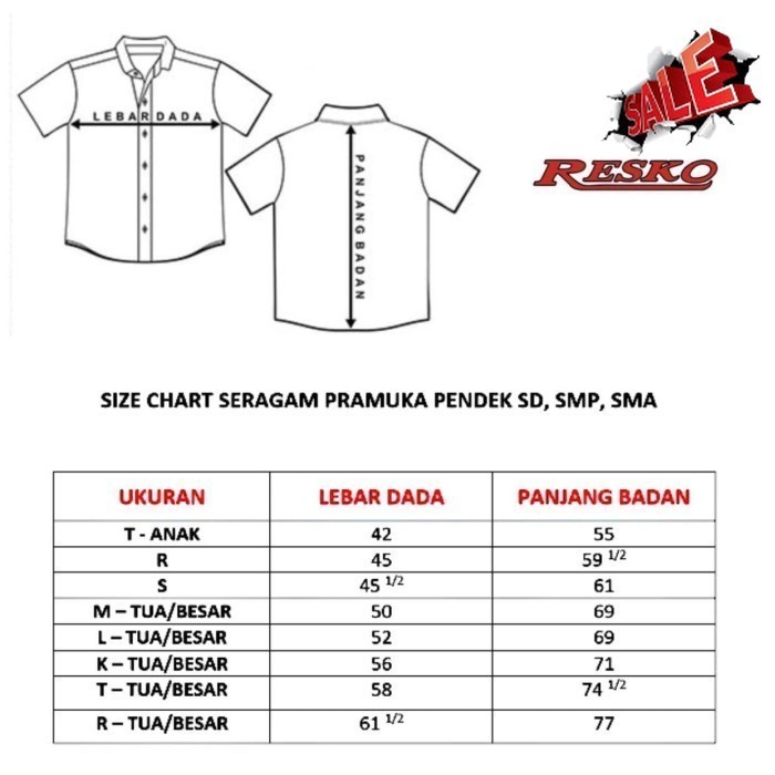 ✨NEW✨ -Baju Seragam Pramuka Lengan Pendek SD,SMP,SMA - Seragam Sekolah Resko - R-anak