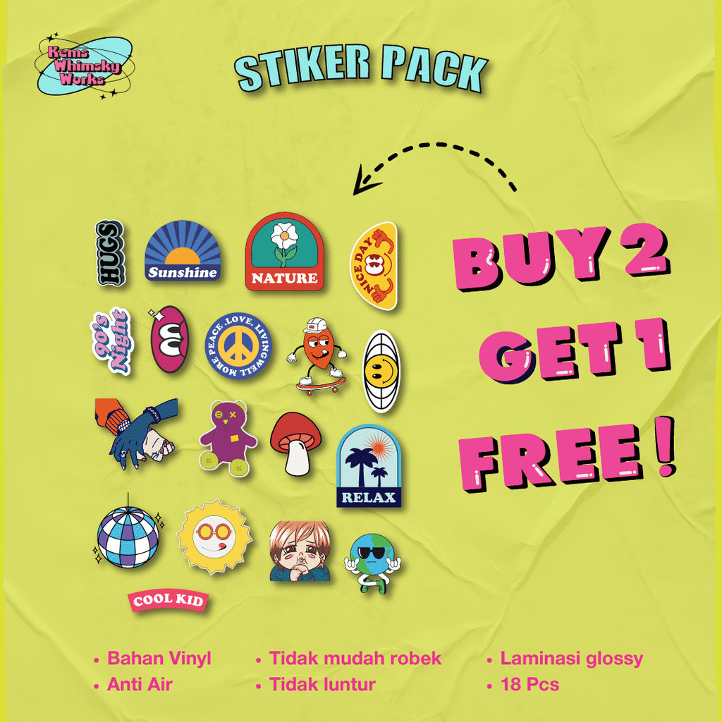 (BUY 2 GET 1) AESTHETIC LUCU STIKER PACK HANDPHONE TUMBLR LAPTOP VINYL WALL DEKORASI