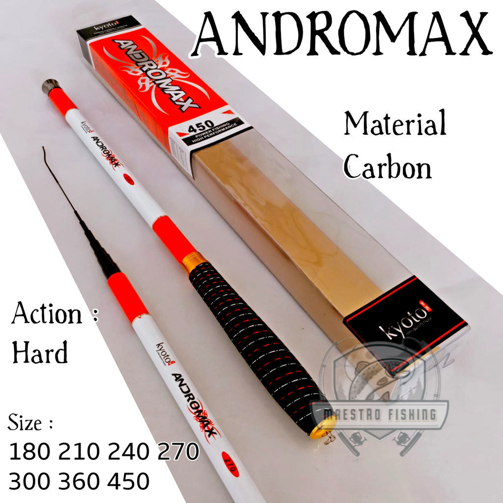 Kyoto Andromax 270 300 360 450 Joran Tegek Ruas Pendek Bahan Carbon Action Hard Tangkai Pancing Tege