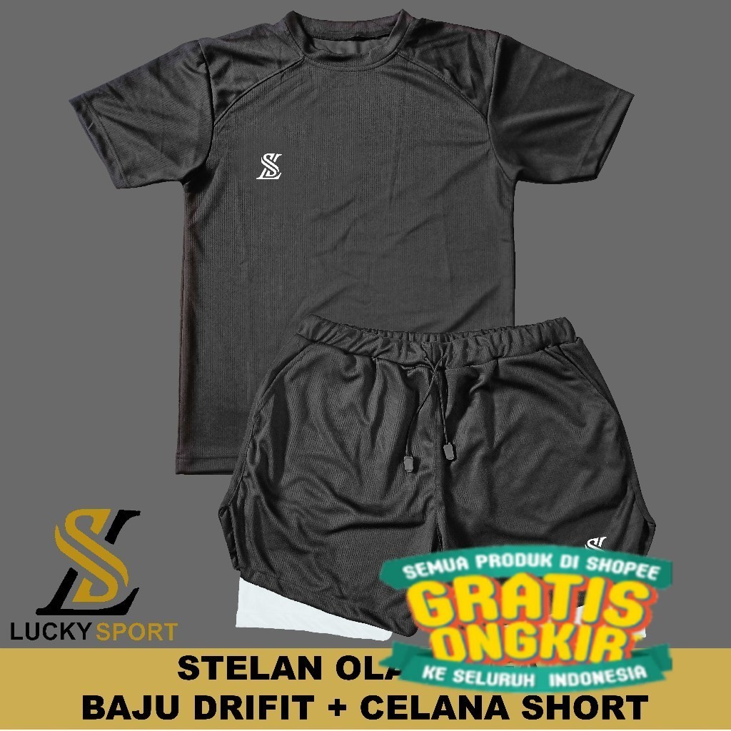 

Setelan Olahraga Pria Double Layer 1 Set Baju Kaos Dryfit Celana Pakaian Outdoor Running gym lari Badminton Volly Futsal/ ZUMA AEROBIK LANTAI