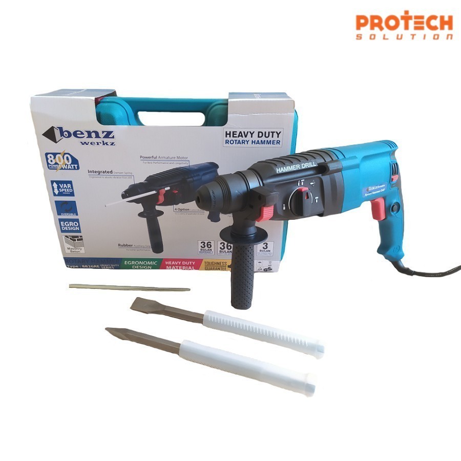 Mesin Bor Tembok Beton 26mm 800Watt Rotary Hammer BENZ 8826