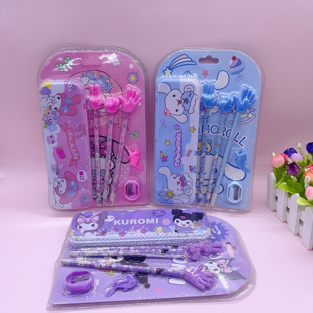 

{YUMI} 9PC Set Alat Tulis Kotak Pencil Kuromi Sanrio Kado Goodie Bag Set Lengkap Peralatan sekolah cinnamorol Kotak pensil melody