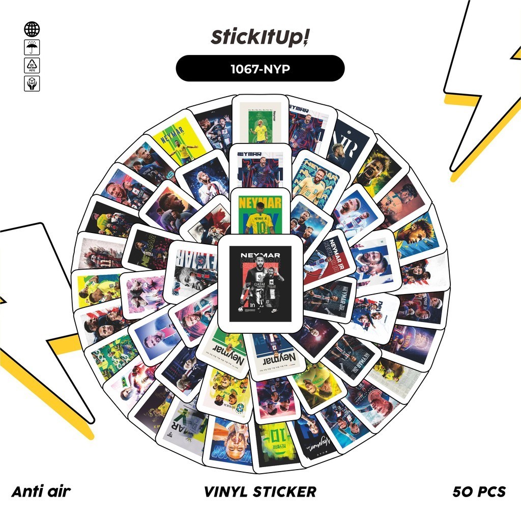 

COD✨ 100 Pcs Stiker Pack Neymar Lucu Aesthetic Vynil Waterproof untuk Freebies Sticker Buku Journal Casing HP Laptop