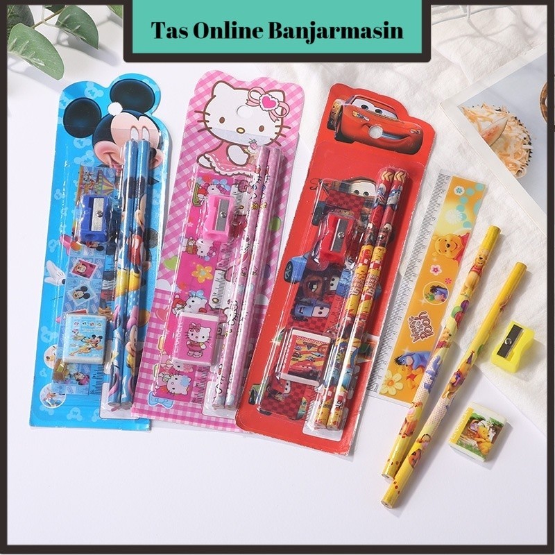 

Stationary Set 5 in 1 Karakter / Alat Tulis Sekolah / Paket Alat Tulis / Mini Stationary / Set Alat Tulis Pensil