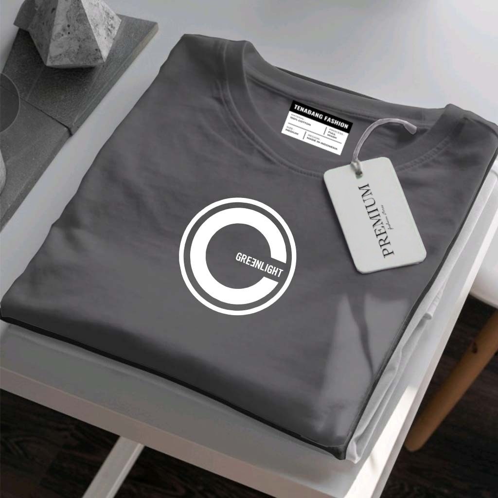 Kaos T-Shirt Pria Wanita Lengan Pendek Logo Greenlight0 Text Putih Pria Wanita Wanita Dewasa Motif L