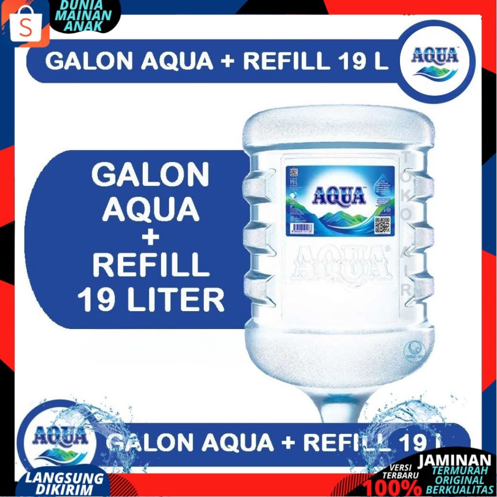 

Air Mineral AQUA Galon + Isi Refill 19 Liter Asli Dan Bersegel Siap Minum Setiap Hari