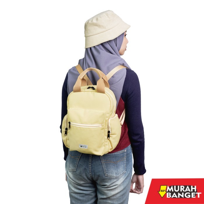tas ransel wanita import Fertig - Hakoa Broken White - Tas Mini Backpack Kanvas - Ransel Wanita